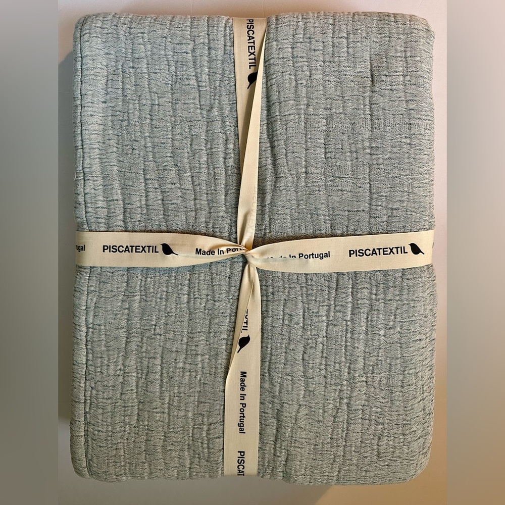 🎁Piscatextil Coverlet - 100% Cotton - Queen Size - Made in Portugal - Denim Blue